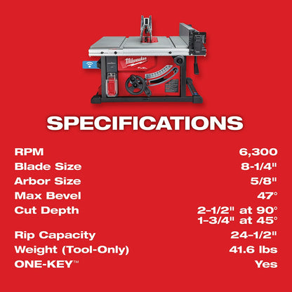 Milwaukee 2736-20 M18 FUEL 8-1/4" Table Saw with One-Key, Bare