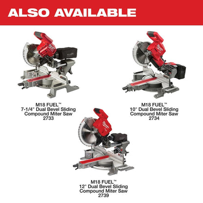 Milwaukee 2739-21HD M18 FUEL 12" Dual Bevel Sliding Compound Miter Saw Kit - 585880