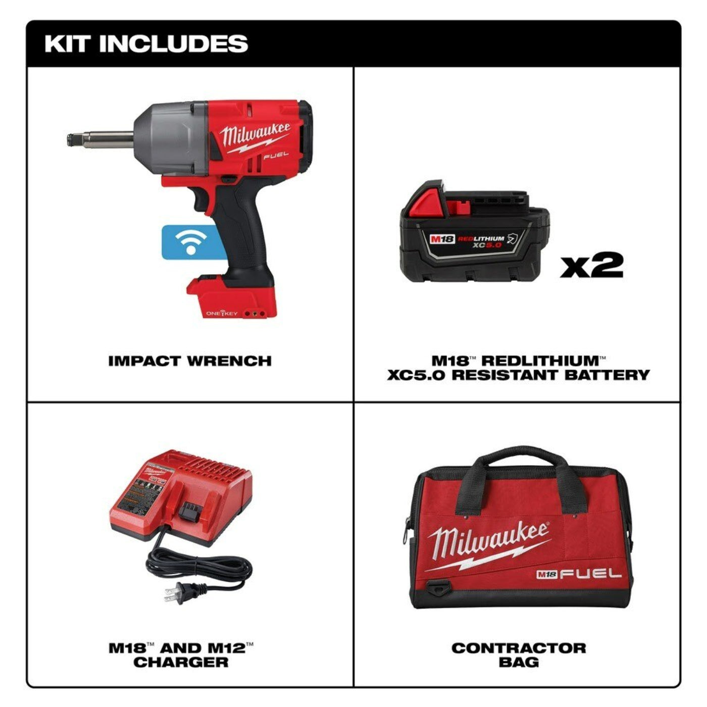 Milwaukee 2769-22R M18 FUEL 1/2" Ext. Anvil Controlled Torque Impact Wrench w/ONE-KEY Kit - 705609