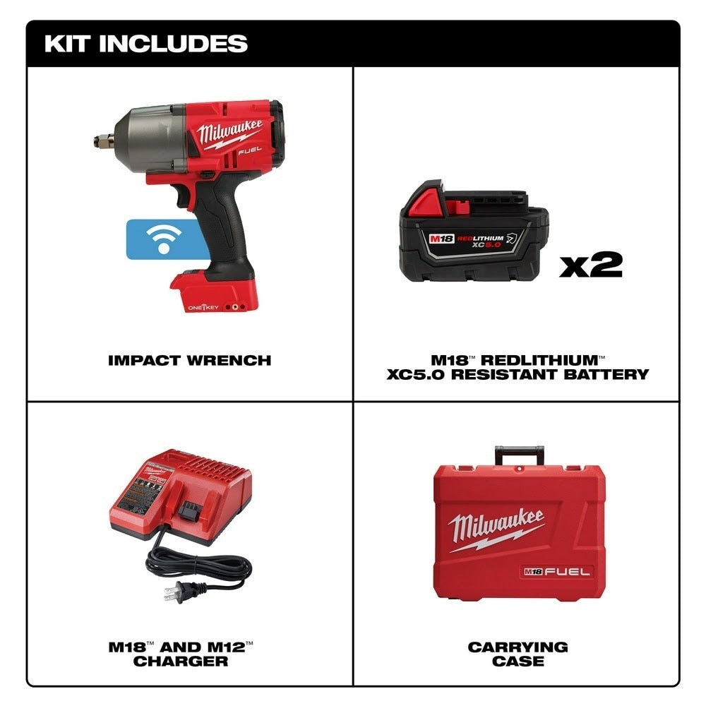 Milwaukee 2863-22R M18 FUEL w/ ONE-KEY High Torque Impact Wrench 1/2" Friction Ring Kit - 699464