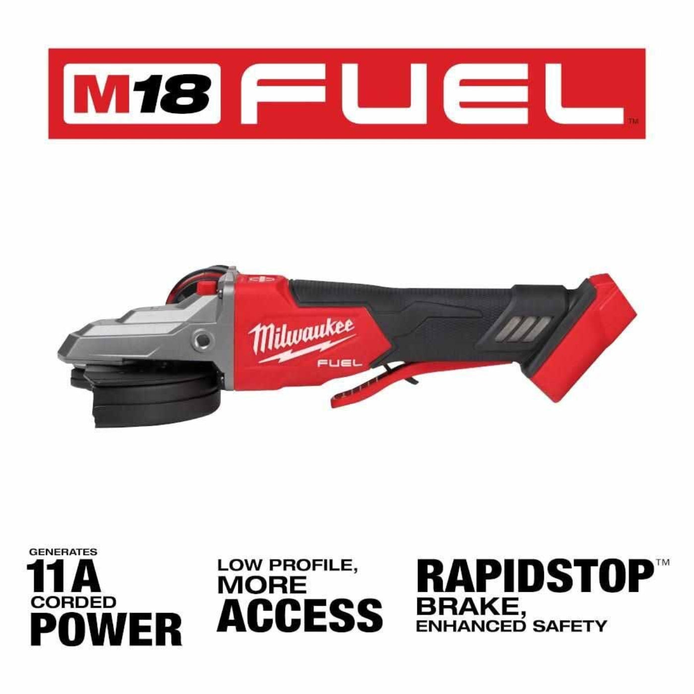 Milwaukee 2886-20 M18 FUEL 5" Flathead Braking Grinder, Paddle Switch No-Lock, Bare - 673265