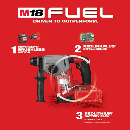 Milwaukee 2912-20 M18 FUEL™ 1" SDS Plus Rotary Hammer, Bare Tool