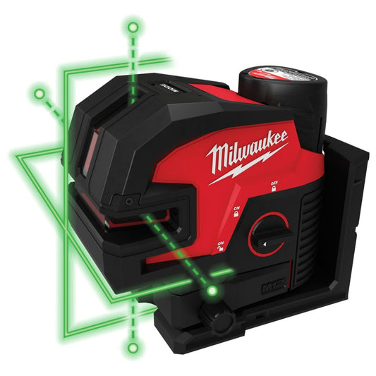 Milwaukee 3624-21 M12 Green Cross Line & 4-Points Laser Kit - 726345