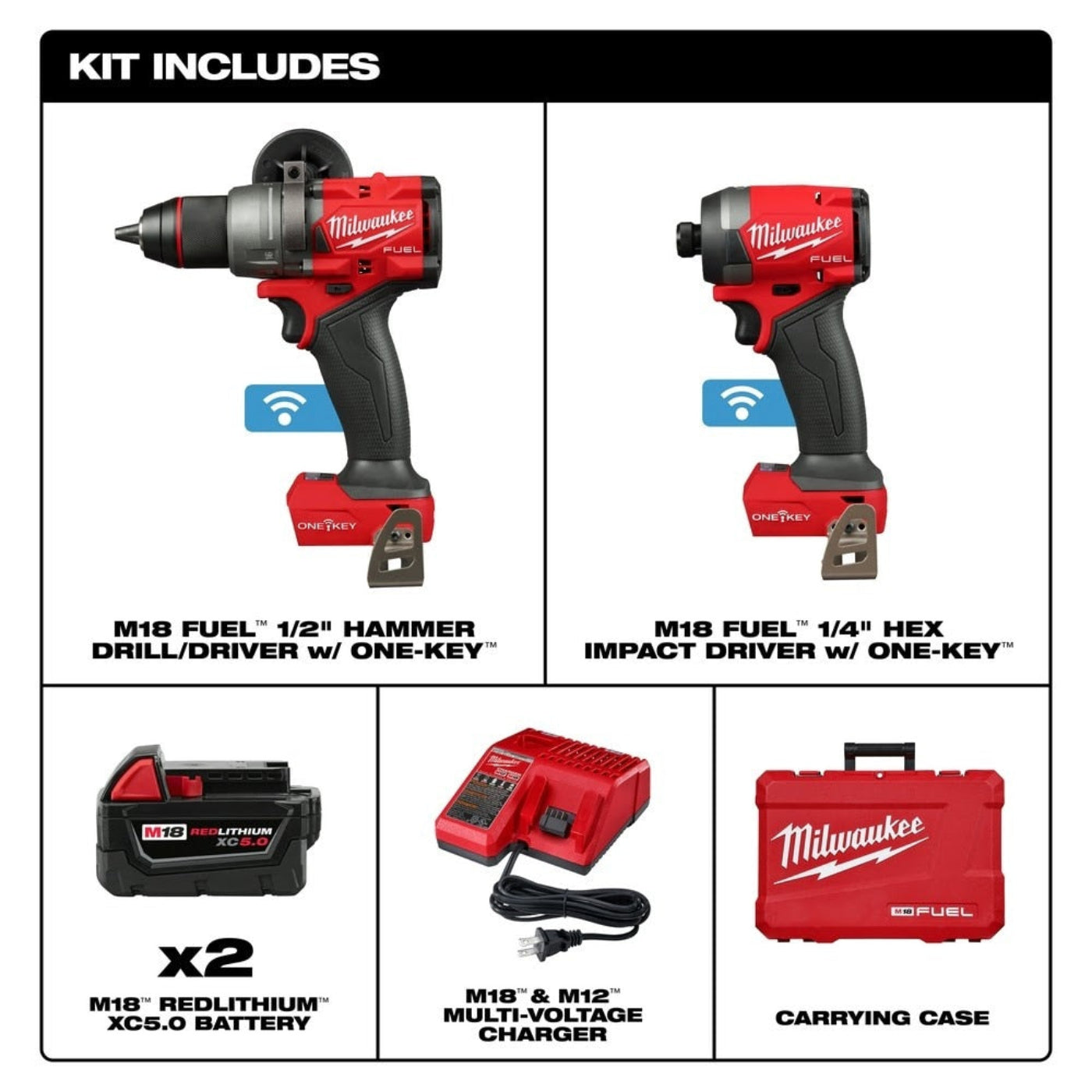 Milwaukee 3696-22 M18 FUEL  2-Tool Combo Kit w/ ONE-KEY - 720409