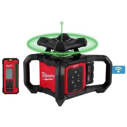 Milwaukee 3702-21 M18 Green Interior Rotary Laser Level Kit w/ Remote/Receiver & Wall Mount Bracket - 734966