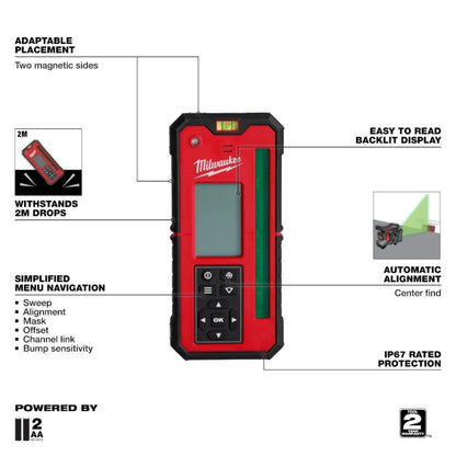 Milwaukee 3702-21 M18 Green Interior Rotary Laser Level Kit w/ Remote/Receiver & Wall Mount Bracket - 734966