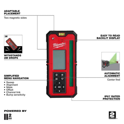 Milwaukee 3702-21 M18 Green Interior Rotary Laser Level Kit w/ Remote/Receiver & Wall Mount Bracket - 772919