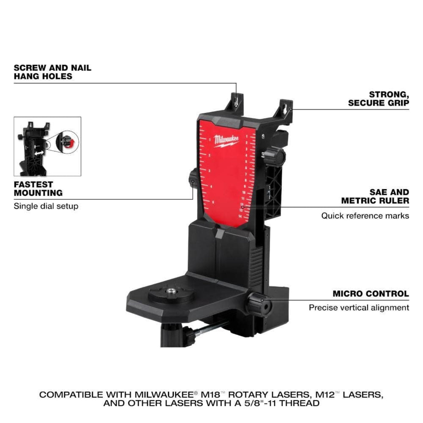 Milwaukee 3702-21 M18 Green Interior Rotary Laser Level Kit w/ Remote/Receiver & Wall Mount Bracket - 734966