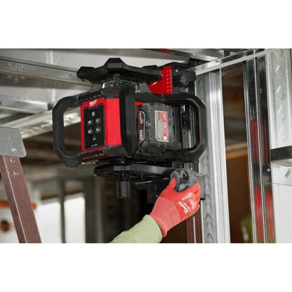 Milwaukee 3702-21 M18 Green Interior Rotary Laser Level Kit w/ Remote/Receiver & Wall Mount Bracket - 734966