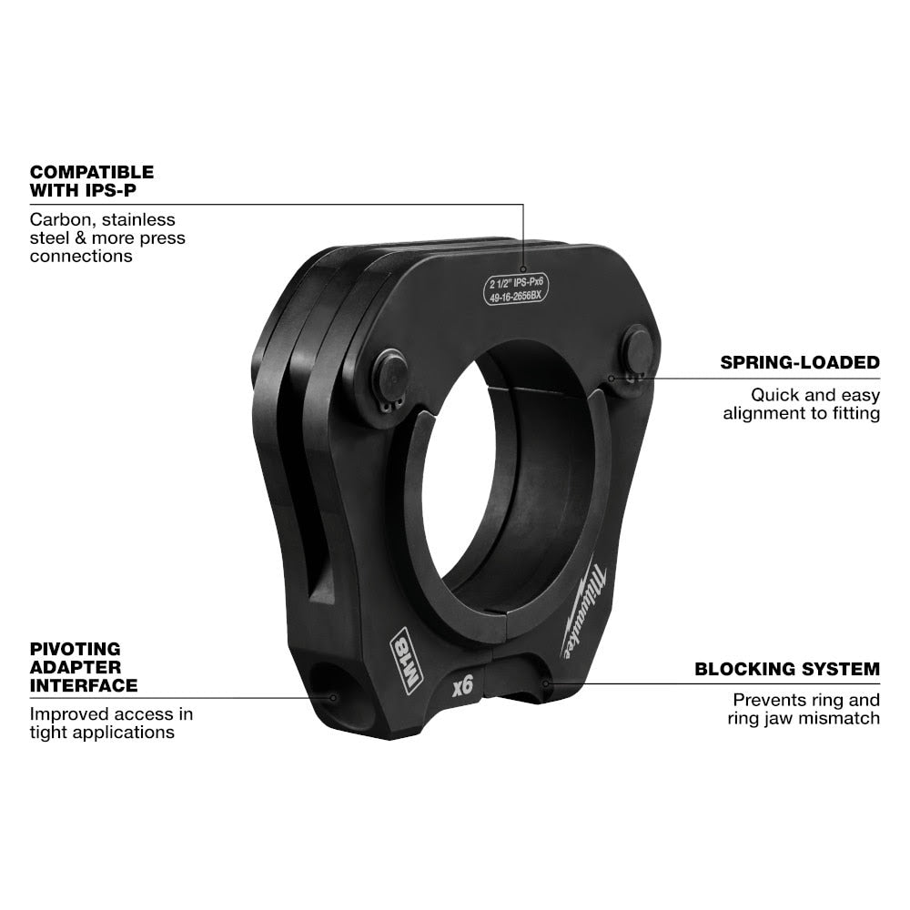 Milwaukee 49-16-2656BX 2-1/2" IPS-P Pivoting Press Ring for M18 FORCE LOGIC Long Throw Press Tool - 760091