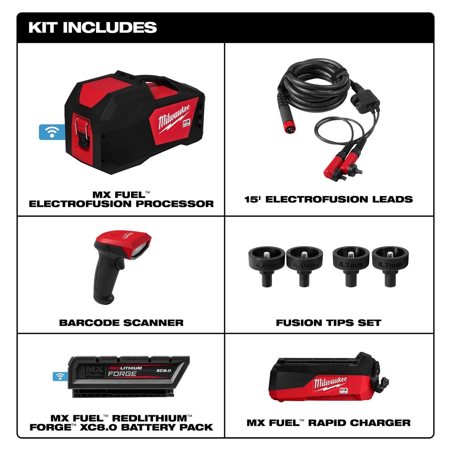 Milwaukee MXF545-XC MX FUEL Electrofusion Processor with 8.0Ah Battery Pack and Accessories - 830102