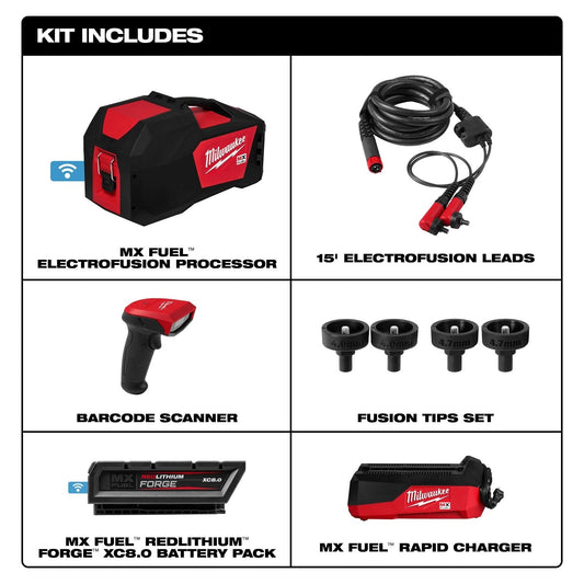 Milwaukee MXF545-XC MX FUEL Electrofusion Processor with 8.0Ah Battery Pack and Accessories - 830102