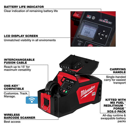 Milwaukee MXF545-XC MX FUEL Electrofusion Processor with 8.0Ah Battery Pack and Accessories - 830102