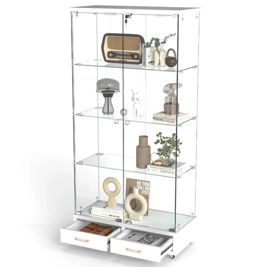 Kinnls Cameron MDF & Tempered Glass Curio Display Cabinet