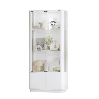 Kinnls Luca White LED Illuminated Glass Door Display Cabinet