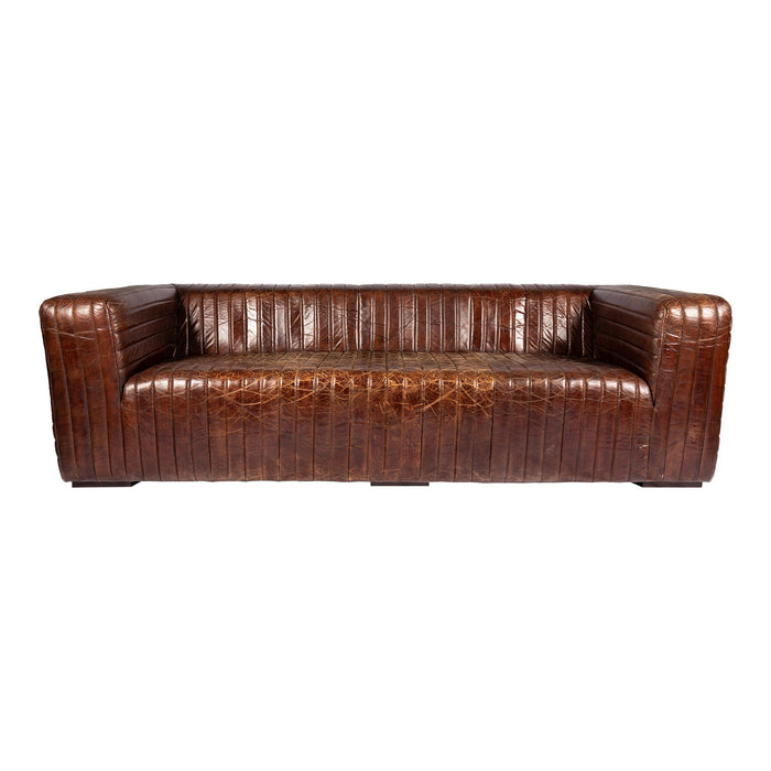 Moe's Home Collection Castle Sofa Cappuccino Brown Leather PK-1009-20