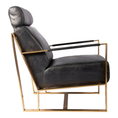 Moe's Home Collection Paradiso Chair Onyx Black Leather - PK-1083-02