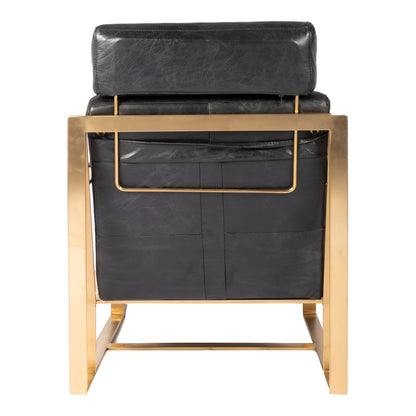 Moe's Home Collection Paradiso Chair Onyx Black Leather - PK-1083-02