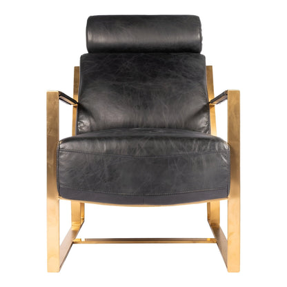 Moe's Home Collection Paradiso Chair Onyx Black Leather - PK-1083-02