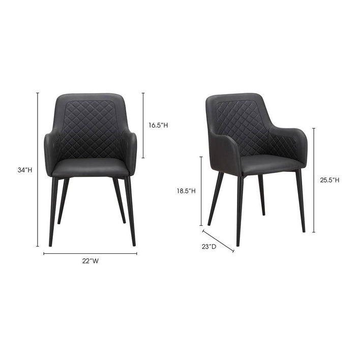 Moe's Home Collection Set of Two Cantata Dining Chair Black ER-2040-02