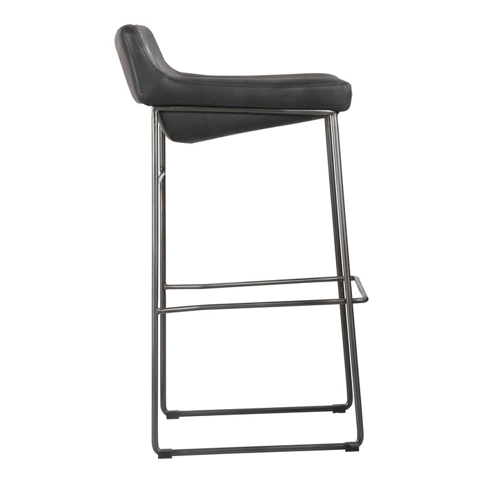 Moe's Home Collection Set of Two Starlet Barstool Onyx Black Leather PK-1107-02