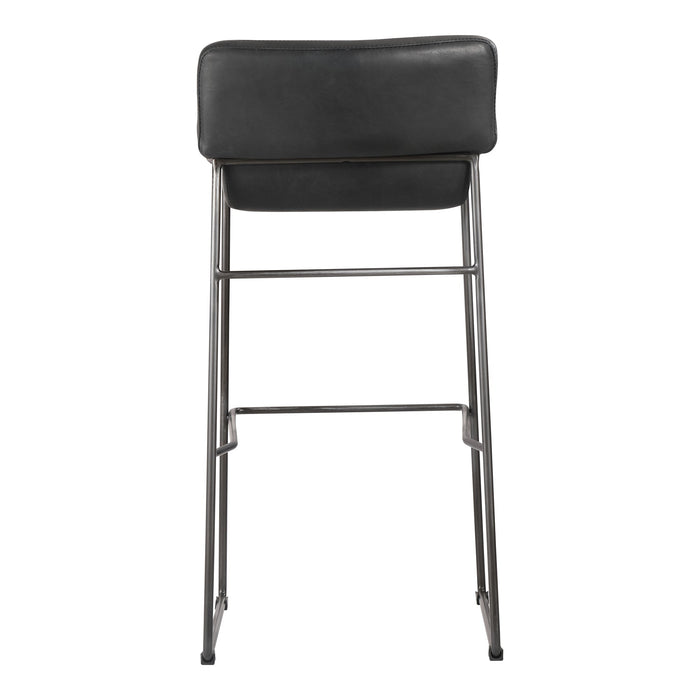 Moe's Home Collection Set of Two Starlet Barstool Onyx Black Leather PK-1107-02