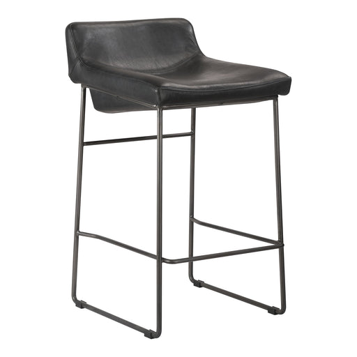 Moe's Home Collection Set of Two Starlet Counter Stool Onyx Black Leather PK-1106-02