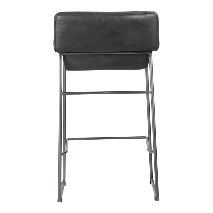 Moe's Home Collection Set of Two Starlet Counter Stool Onyx Black Leather PK-1106-02