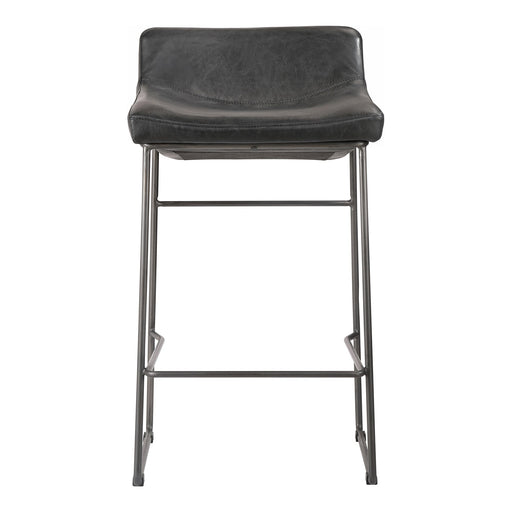 Moe's Home Collection Set of Two Starlet Counter Stool Onyx Black Leather PK-1106-02