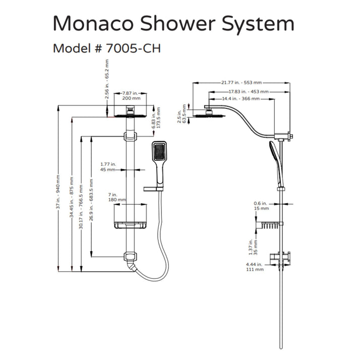 Pulse Showerspas Chrome Shower System - Monaco Shower System - 7005-CH