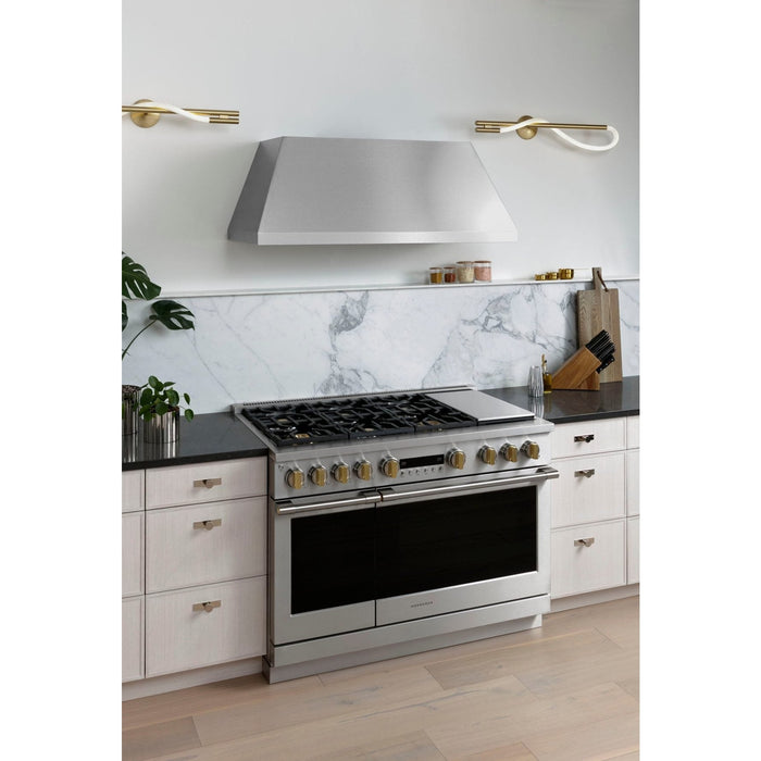 Monogram – 8.25 Cu. Ft. Freestanding Double Oven Dual Fuel Convection Range with Self-Clean, Built-In Wi-fi, and 6 Burners – Stainless steel - eo67