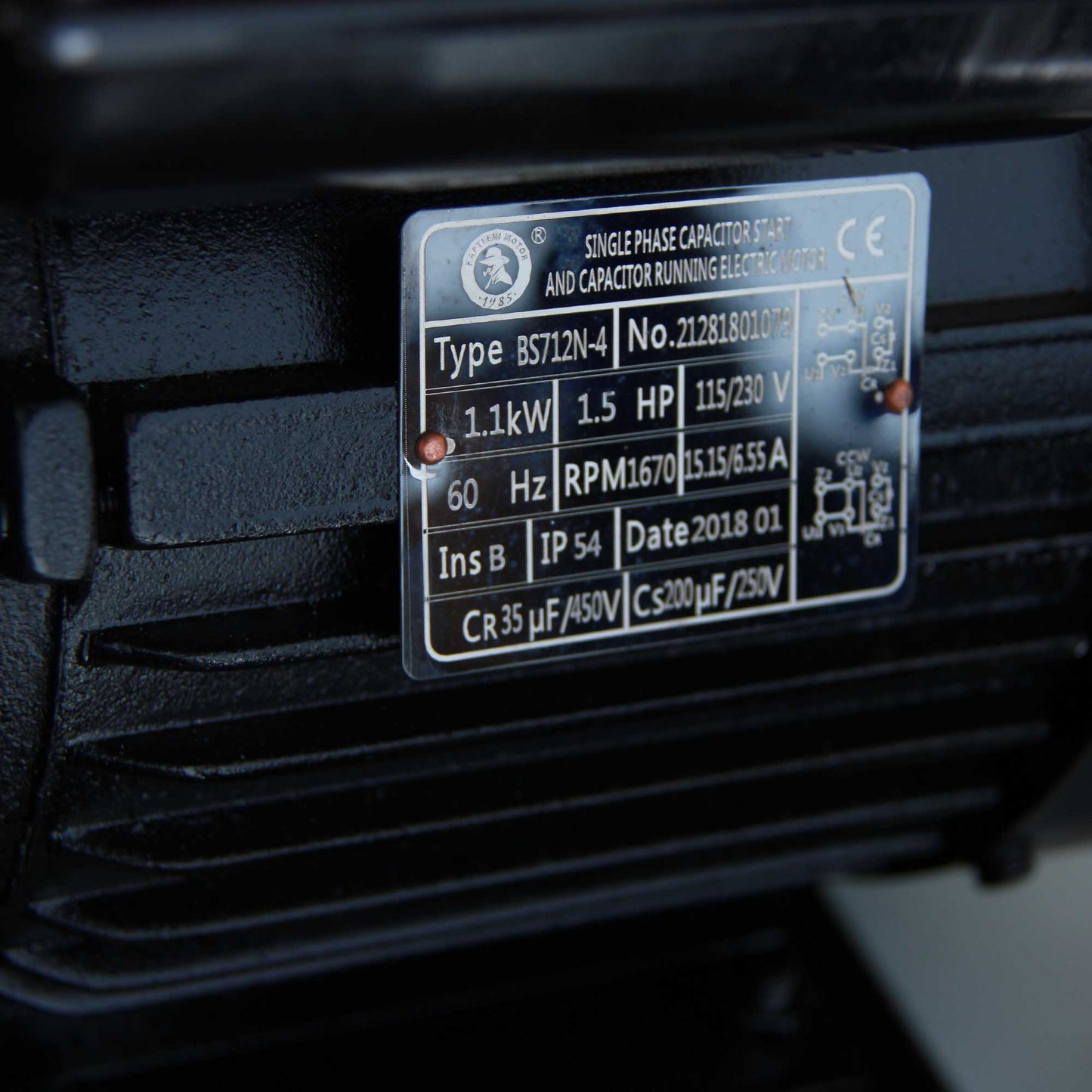 KAKA Industrial Spare parts for band saw BS-712N/BS-712R - Motor 115V/230V Single Phase - 188006-189-115V