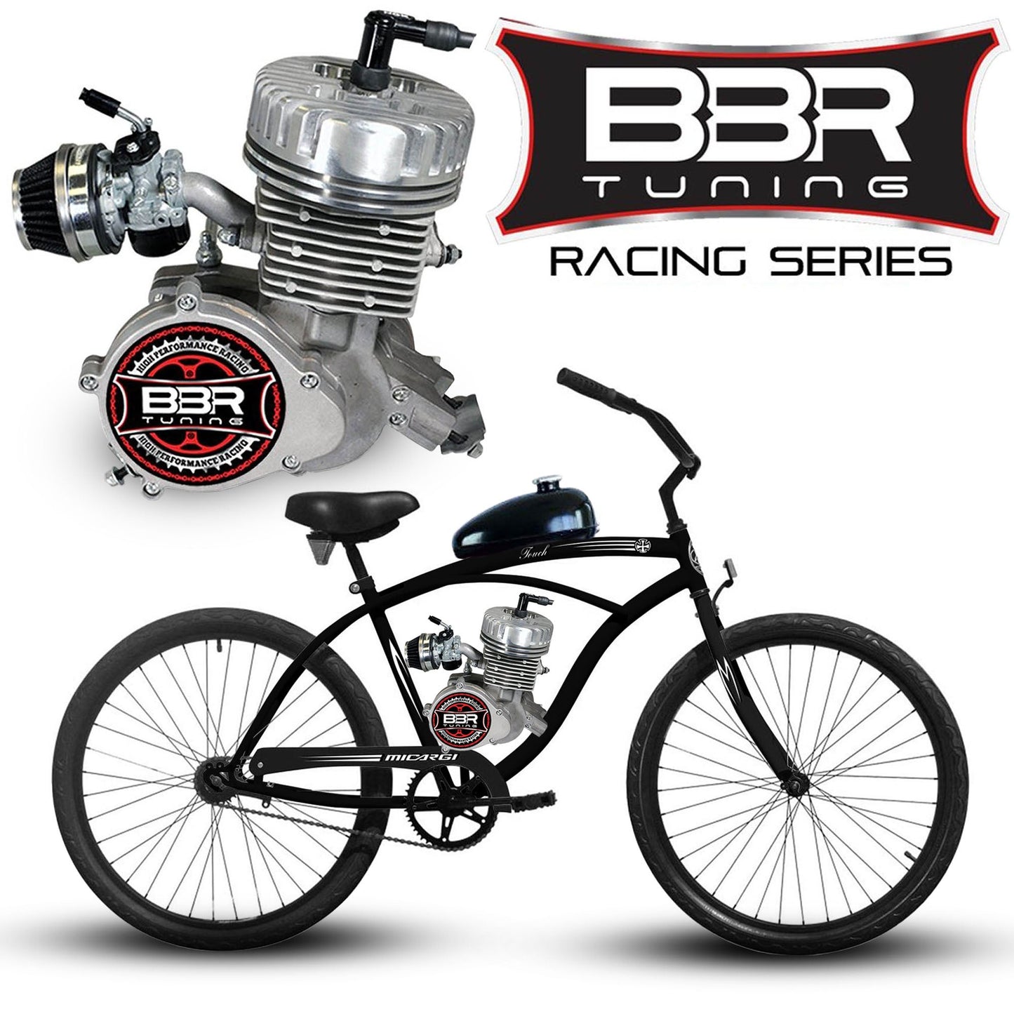 Tracer 26" Men's Ace Beach Cruiser, BBR Stage 4 Engine - MB-TOUCH-M-BK