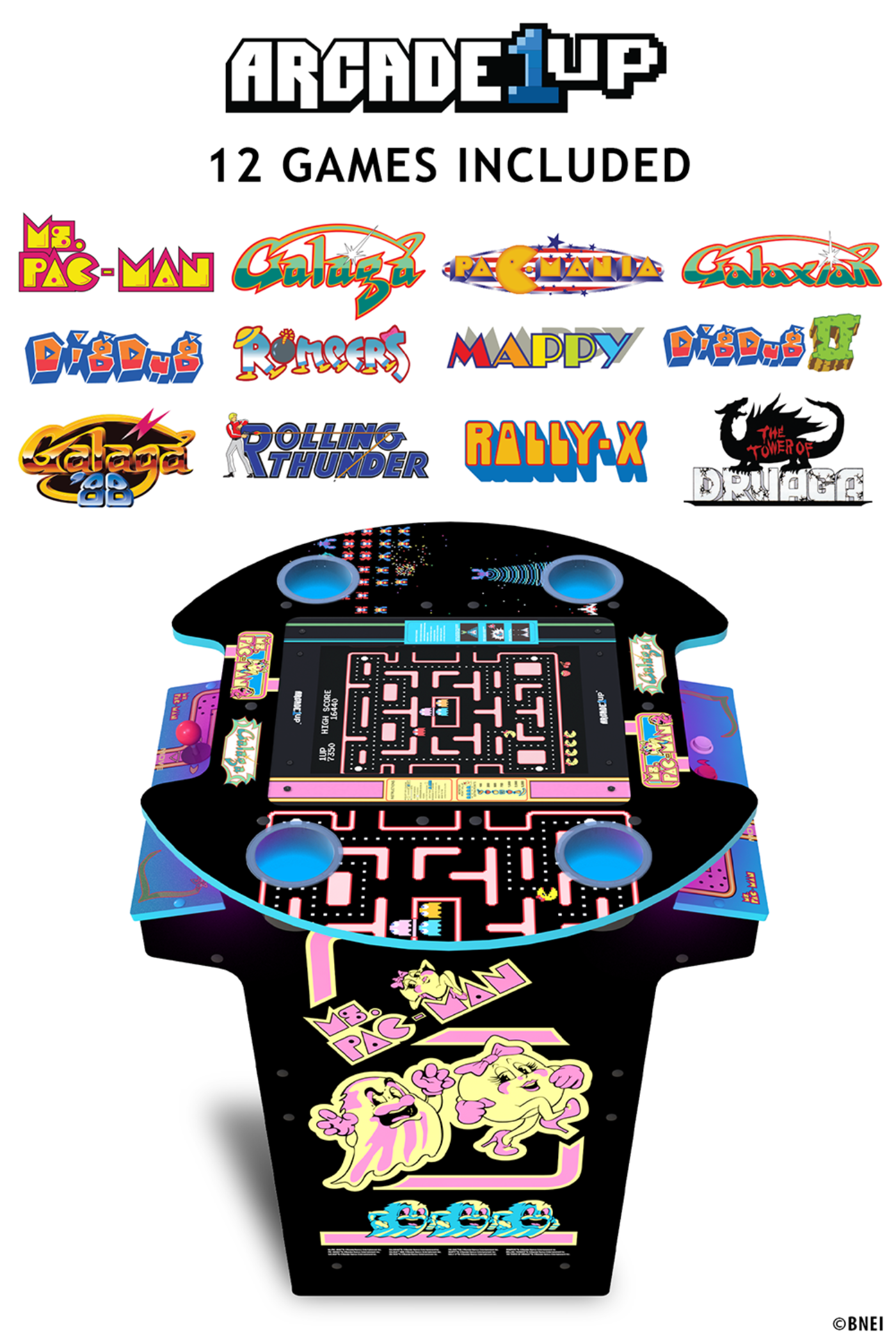 Arcade1Up Ms. PAC - MAN / GALAGA Pub Table Arcade Machine 12 Games in 1 - MSP-K-404300