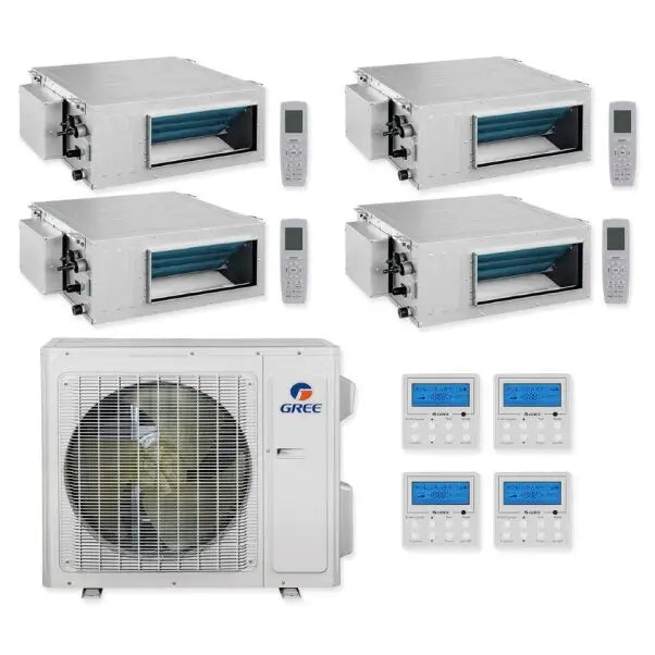 GREE Multi Gen2 Series 42,000 BTU 4-Zone Concealed Duct 12K+12K+12K+24K Ductless Mini-Split System - MULTI42HP230V1EO,3xDUCT12HP230V1BD,DUCT24HP230V1BD