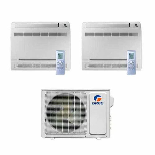 GREE Multi Gen2 Series 30,000 BTU 2-Zone Mini Floor Console 18K+18K Ductless Mini-Split System - MULTI30HP230V1EO,2xCONS18HP230V1AF