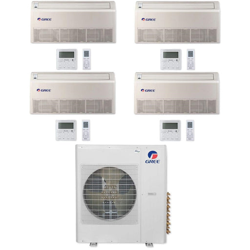 GREE Multi Gen2 Series 42,000 BTU 4-Zone Universal Floor/Ceiling 9K+12K+12K+24K Ductless Mini-Split System- MULTI42HP230V1EO,FLR09HP230V1BF,2xFLR12HP230V1BF,FLR24HP230V1BF