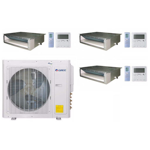 GREE Multi+ Ultra Series 42,000 BTU 3-Zone Concealed Duct 12K+24K+24K Ductless Mini-Split System - MULTIU42HP230V1DO,DUCT12HP230V1BD,2xDUCT24HP230V1BD