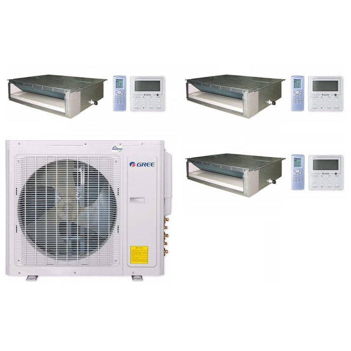 GREE Multi+ Ultra Series 36,000 BTU 3-Zone Concealed Duct 9K+12K+18K Ductless Mini-Split System - MULTIU36HP230V1DO,DUCT09HP230V1BD,DUCT12HP230V1BD,DUCT18HP230V1BD