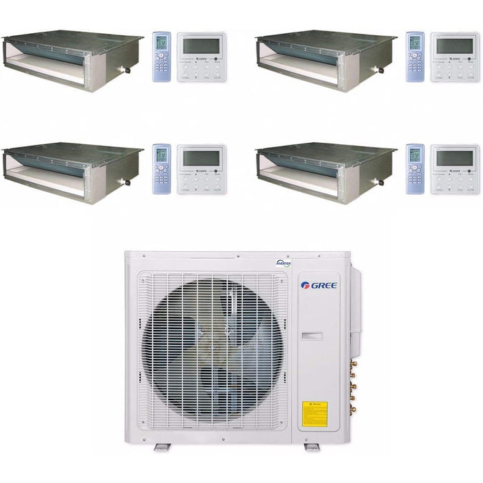 GREE Multi+ Ultra Series 42,000 BTU 4-Zone Concealed Duct 9K+12K+12K+24K Ductless Mini-Split System - MULTIU42HP230V1DO,DUCT09HP230V1BD,2xDUCT12HP230V1BD,DUCT24HP230V1BD