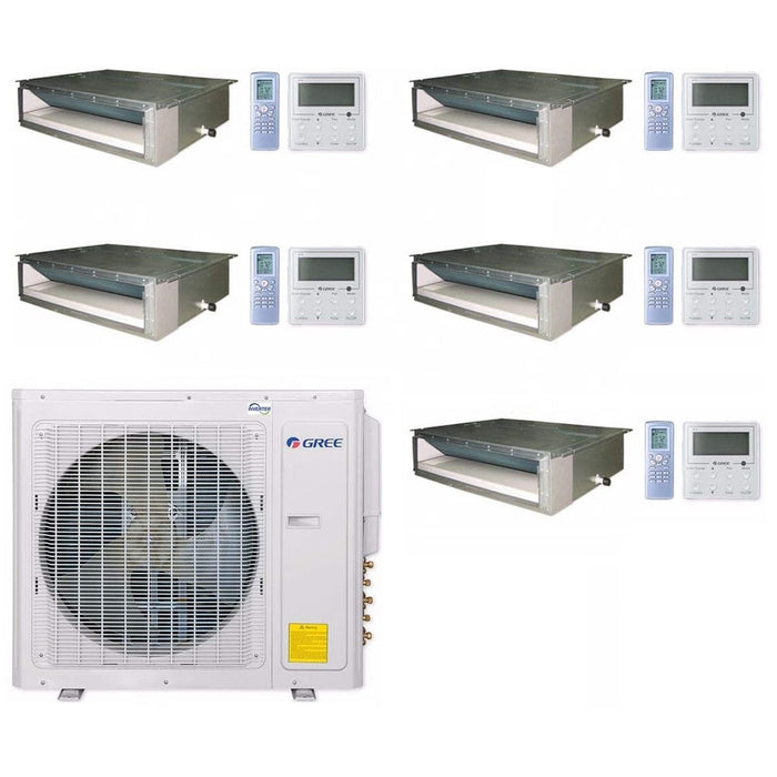 GREE Multi+ Ultra Series 42,000 BTU 5-Zone Concealed Duct 9K+9K+9K+12K+24K Ductless Mini-Split System - MULTIU42HP230V1DO,3xDUCT09HP230V1BD,DUCT12HP230V1BD,DUCT24HP230V1BD