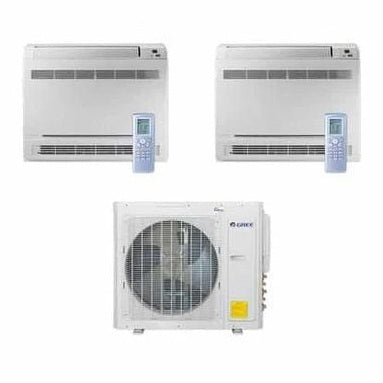 GREE Multi+ Ultra Series 18,000 BTU 2-Zone Mini Floor Console 12K+12K Ductless Mini-Split System - MULTIU18HP230V1DO, 2xCONS12HP230V1AF