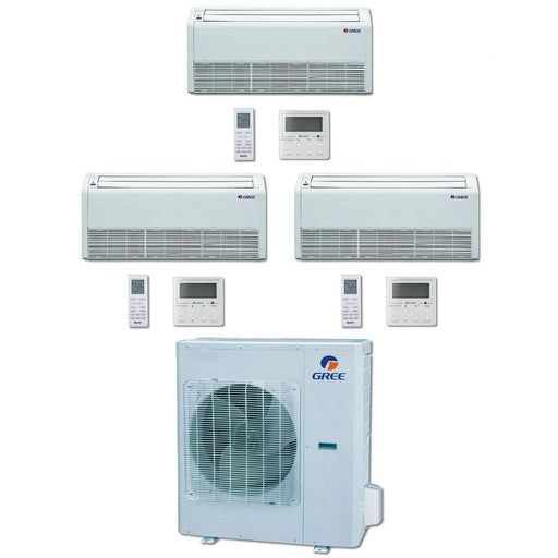 GREE Multi+ Ultra Series 42,000 BTU 3-Zone Universal Floor/Ceiling 18K+18K+24K Ductless Mini-Split System - MULTIU42HP230V1DO,2xFLR18HP230V1BF,FLR24HP230V1BF