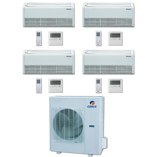 GREE Multi+ Ultra Series 42,000 BTU 4-Zone Universal Floor/Ceiling 12K+12K+18K+18K Ductless Mini-Split System - MULTIU42HP230V1DO,2xFLR12HP230V1BF,2xFLR18HP230V1BF