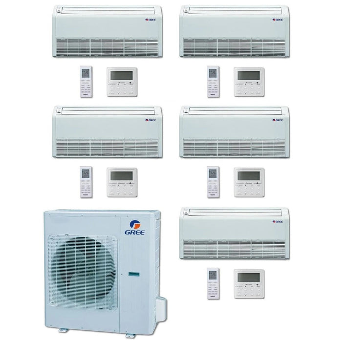 GREE Multi+ Ultra Series 42,000 BTU 5-Zone Universal Floor/Ceiling 9K+9K+9K+12K+18K Ductless Mini-Split System