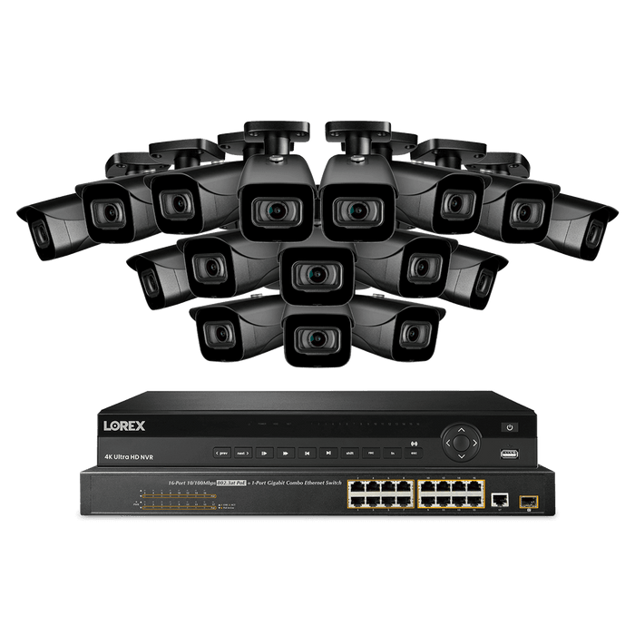 Lorex 32-Channel NVR System with Sixteen 4K 8MP IP Cameras Security Surveillance System New NC4K8-3216BB