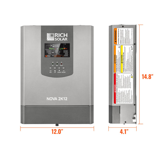 Rich Solar 2K12 | 2000W 12V Pure Sine Wave Inverter with Built-in Transfer Switch | UL458 Certified for RVs, Campers, Trailers, Vans - RS-V2P12TS