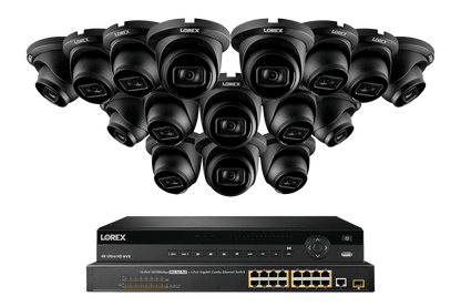 Lorex 4K (32 Camera Capable) 6TB Wired NVR System with Nocturnal 3 Smart IP Turret Cameras Featuring Listen-In Audio and 30FPS Recording - NP4K6F-3216BD