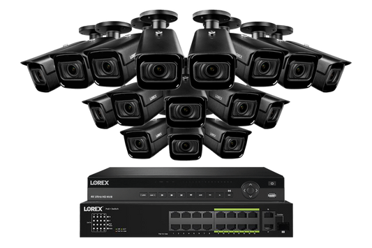 Lorex 4K (32 Camera Capable) 6TB Wired NVR System with Nocturnal 3 Smart IP Bullet Cameras Featuring Motorized Varifocal Lens and 30FPS Recording - NP4K6MV-3216BB
