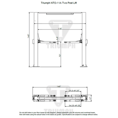 Triumph NTO-11A 11,000 lb Two Post Auto Lift - NTO-11A-1
